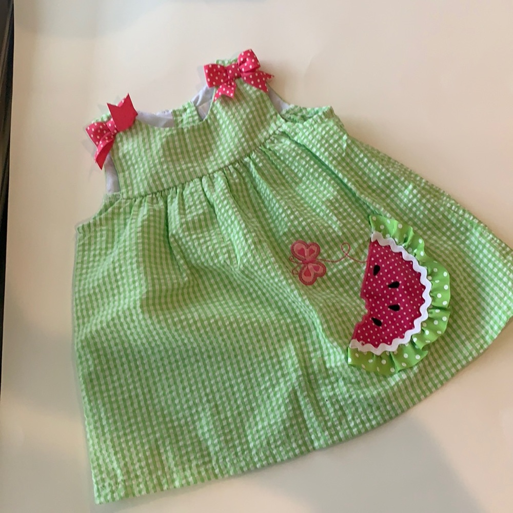 Seersucker Dress with Watermelon